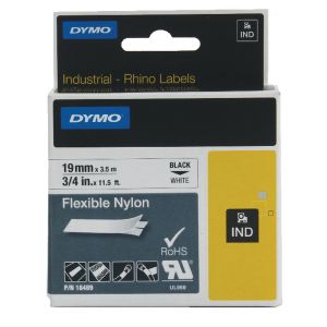 Dymo Rhino Nylon Tape 19mm Blk/Wht Dymo Rhino Nylon Tape 19mm Blk/Wht