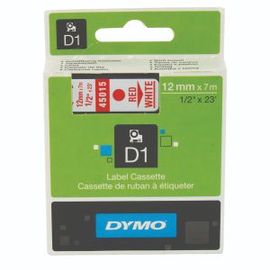 Dymo D1 LabelMaker Tape 12mm Red/Wht