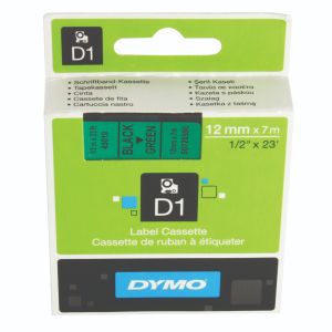Dymo D1 LabelMaker Tape 12mm Blk/Grn