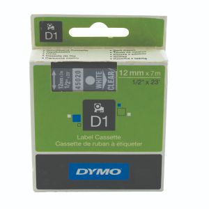 Dymo D1 LabelMaker Tape 12mm Wht/Clr