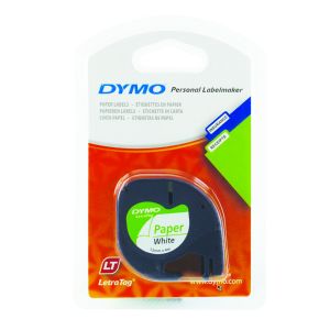 Dymo LetraTag Paper Tape 12mmx4m Wht