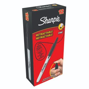 Sharpie Retractable Marker Blk Pk12