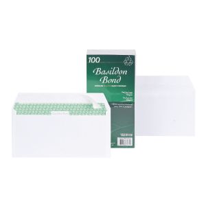 Basildon DL Env Peel Seal Wht Pk100