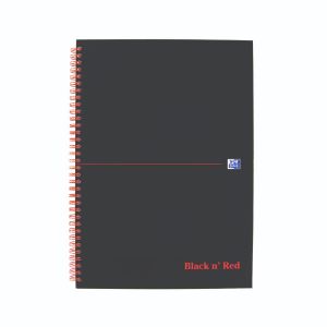 Black n Red HB Wire Sq Notebk A4 Pk5