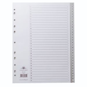 Concord Pvc Index A4 1 To 31 Grey