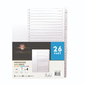 Concord Upchd Index A-Z 26 Part Pk5