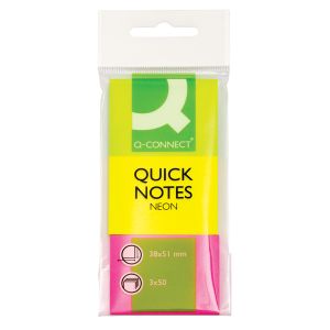 Q-Connect Neon QuickNote 38x51mm Pk3