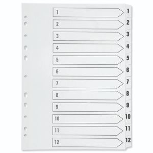 Q Connect Index 1-12 Polyprop White