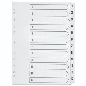 Q-Connect Index 1-12 Brd Reinf White