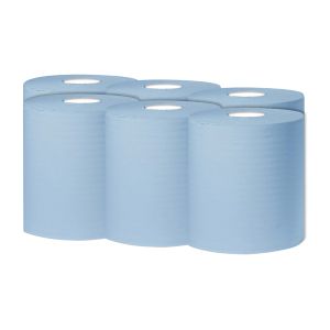 2Work Cfeed Roll 1-Ply 300m Blue Pk6