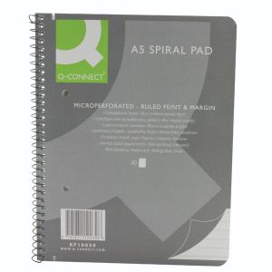 Q-Connect Ruled Spiral SC Pad A5 Pk5