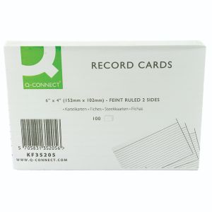 Q-Connect Recd Card 152x102 Wht P100