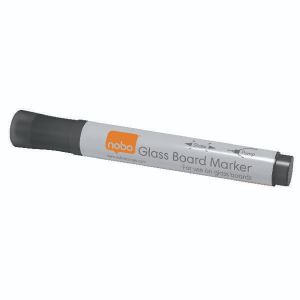 Nobo Glass Whitebd Marker Blk Pk4