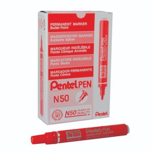 Pentel N50 Bullet Marker Red Box 12