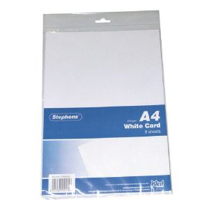 Stephens A4 Card Sheets x10 Whte Pk8