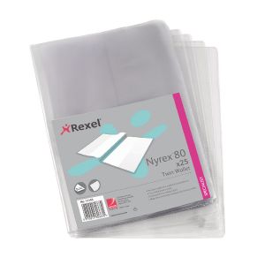 Rexel Nyrex Twin Wallet A4 Clr Pk25