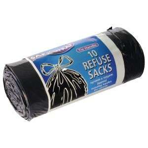 Refse Sacks Roll 10x4 Tie Black Pk40