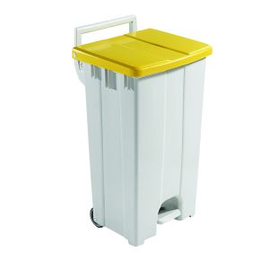 90L Mobile Pedal Bin Lid Ylw 357002