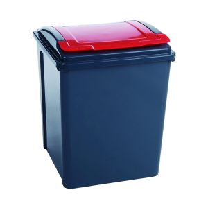 VFM Recycling Bin Gry/Red Lid 50L