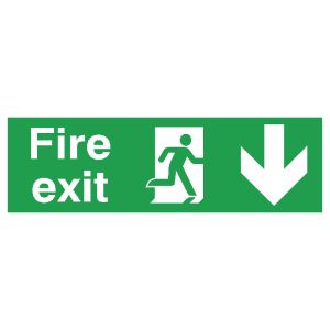 Signslab Fire Exit Man Arrw Down PVC