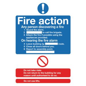 Fire Action Standard PVC Sign A5