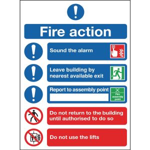 Safety Sign Fire Action Symbols A4 Safety Sign Fire Action Symbols A4