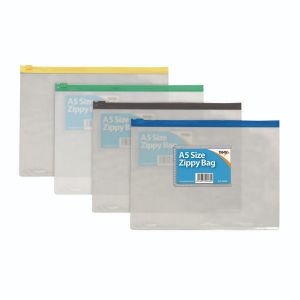 Colour Plastic Zip Bags Clr A5 Pk12