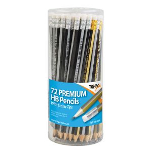 Tiger HB Eraser Tip Pcils Ast Pk72