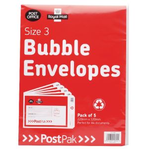 Postpak Size 3 Bbl Env Wht/Red Pk100