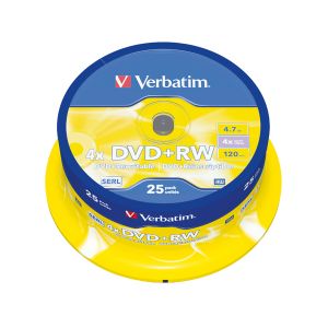 Verbatim DVD+Rw 4x Slvr Spndle 25