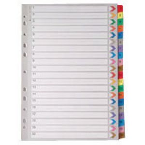 A4 Mylar Index 1-20 Assorted