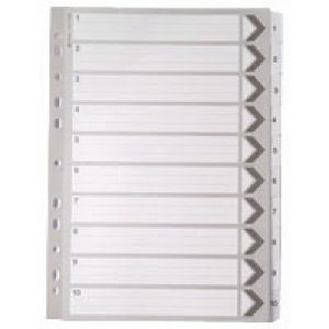 White A4 1-10 Mylar Index Dividers