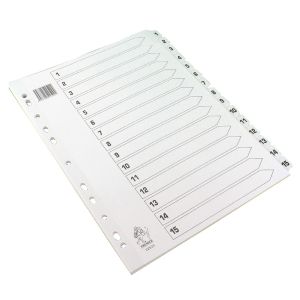 White A4 1-15 Mylar Index Dividers