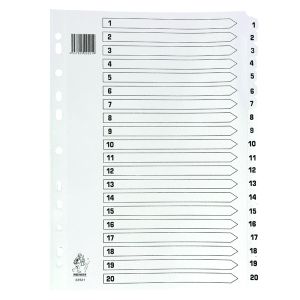 White A4 1-20 Mylar Index Dividers