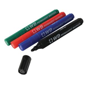 Assorted Permanent Marker Bullet Pk4