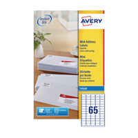 Avery Mini Lbls Wht 65L/Sh Ijet Bx25