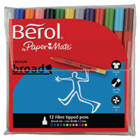 Berol Colour Broad Pen Asst WB Pk12