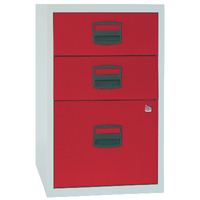 Bisley 3 Drw Home Filing Grey/Red