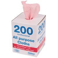 Antibacterial Cloths Roll Red Pk200