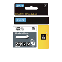 Dymo Rhino Nylon Tape 12mm Blk/Wht