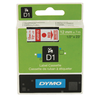 Dymo 4500 Label Tape 12mm Red/White
