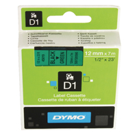 Dymo D1 LabelMaker Tape 12mm Blk/Grn