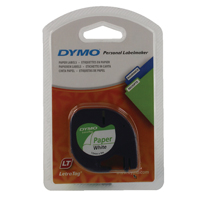 Dymo LetraTag Paper Tape 12mmx4m Wht