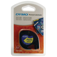 Dymo LetraTag Plas Tape 12mmx4m Ylw