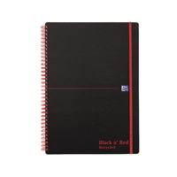 Black n Red Recy PP Wire Ntbk A4 Pk5
