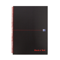 Black n Red HB Wire Notebook A4 Pk5