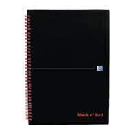 Black n Red HB Wire Sq Notebk A4 Pk5