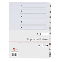 Concord Upchd Index 1-10 A4 Wht Pk10
