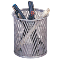 Q-Connect Mesh Pen Pot Silver