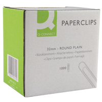 Q-Connect Pclip 32mm Plain Pk1000